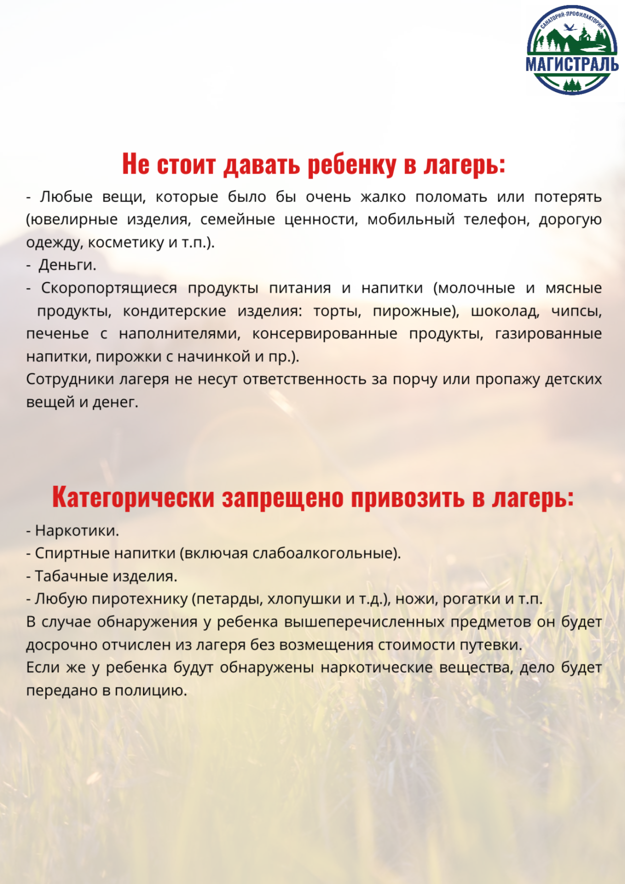 Детский оздоровительный лагерь "Магистраль"