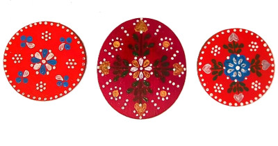 Броши с элементами гаютинской росписи.