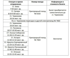 Заезд 3 сезона - расписание электричек